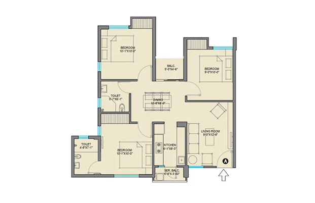 3 BHK Floor Plan